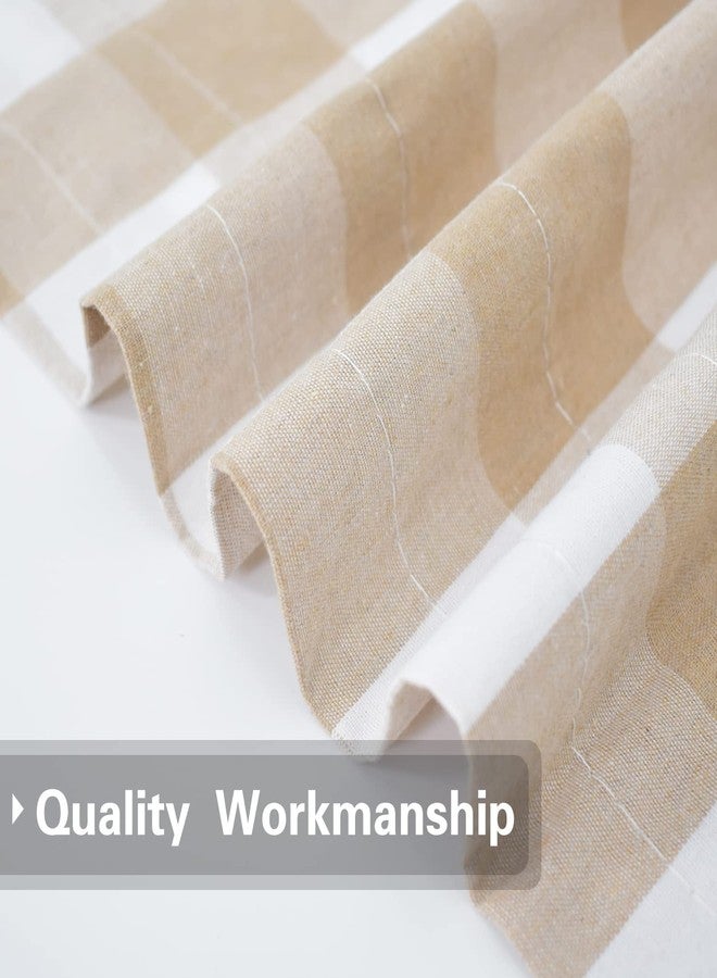 UPOPO 2 Pieces Valences Buffalo Check Kitchen Tier Curtains Classic Plaid Gingham Farmhouse Window Curtain Valance Living Room Bedroom Rod Pocket Beige & White 56"x 16" - Image 4